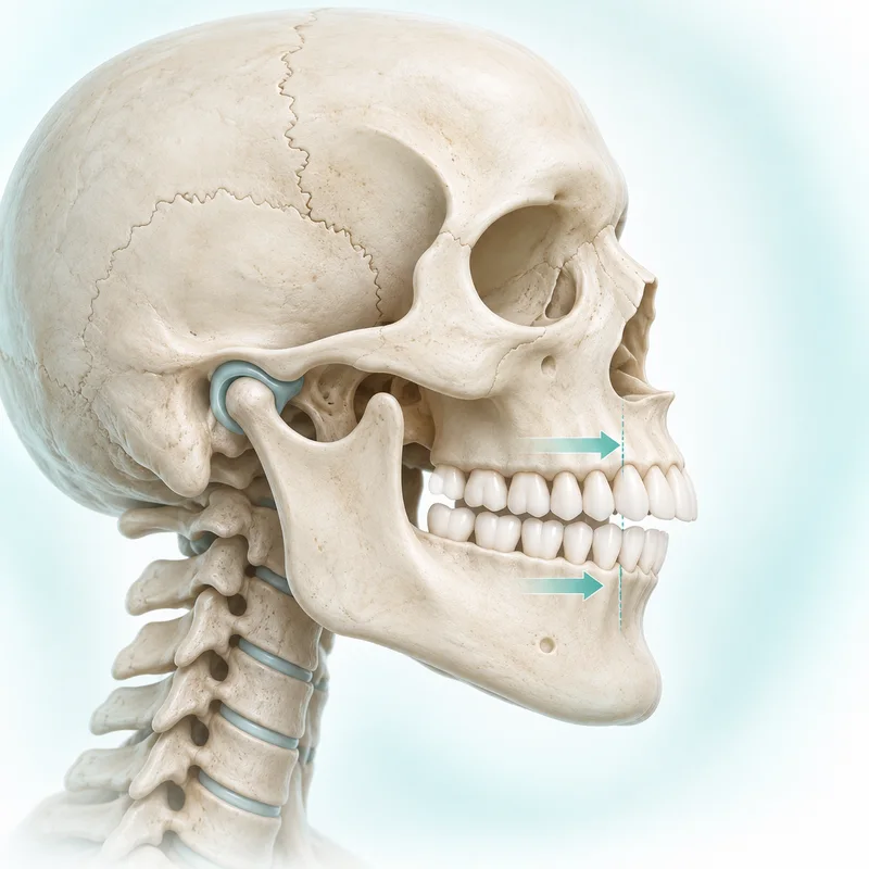 Illustration of adult jaw alignment with planning arrows for corrective jaw surgery