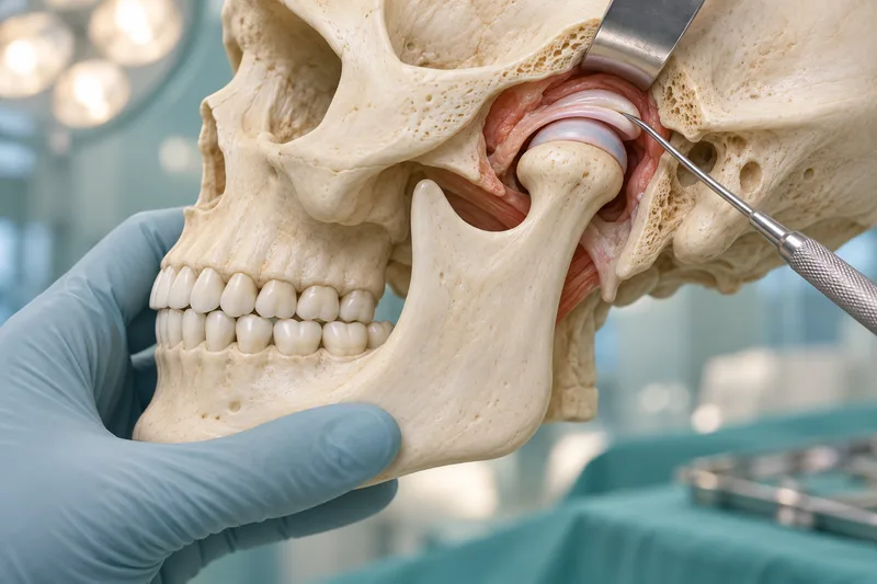 Conceptual illustration of surgical assessment on an anatomical jaw-joint model