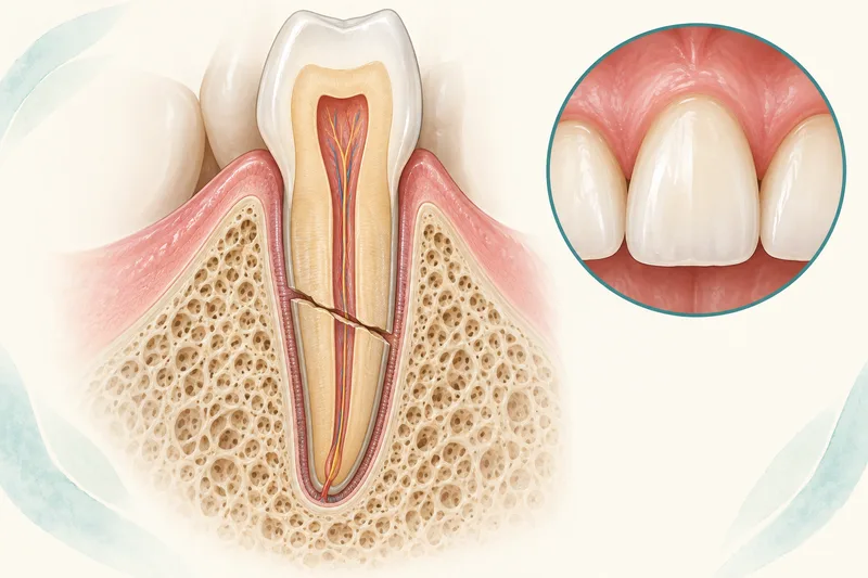Conceptual cutaway illustration of a fracture within a permanent tooth root.